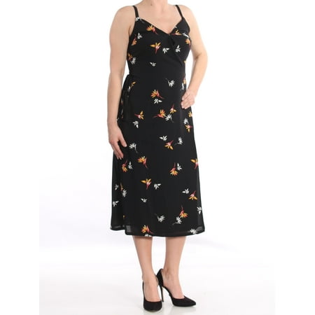 Sheath Spaghetti Straps Floor 1. STATE Womens Black Floral Spaghetti Strap V Neck Below The Knee Sheath Dress Size: S ()