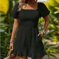 thumbnail image 6 of biudgviw Jumpsuits for Women Ruffle Sleeves Square Neck Short Rompers Flowy One Piece Boho Summer Outfits with Pockets, 6 of 6