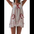thumbnail image 3 of Vestido Minivestido con Estampado Floral para Mujer, Sin Mangas, Holgado, con Volantes, de Verano, de una Pieza, con Estampado de Cuadros . Rojo S, 3 of 7