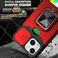 thumbnail image 4 of Design for iPhone 14 Plus Phone Case with Screen Protector Card Holder Stand Kickstand Heavy Duty Slim Shockproof Hybrid Rugged Drop Protective Cover for iPhone14plus Women 6.7 inch Red, 4 of 16