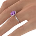 thumbnail image 2 of 14K Rose Gold 2 ctw Amethyst Ring with Diamonds Flower Vintage Halo, 2 of 6