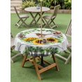 thumbnail image 4 of Outdoor Tablecloth with Umbrella Hole for Patio/Picnic/Party/Camping, Spring Eucalyptus Sunflower Waterproof Table Cloth Round Cover Washable, Farmhouse Birds Gray Wood (Dia 54"), 4 of 8