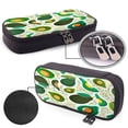 thumbnail image 4 of Picia Green Avocado Pattern Large Capacity PU Leather Pencil Case Organizer Pen Marker Holder Double Zipper Storage Bag Big Pencil Pouch for College Office, 4 of 6