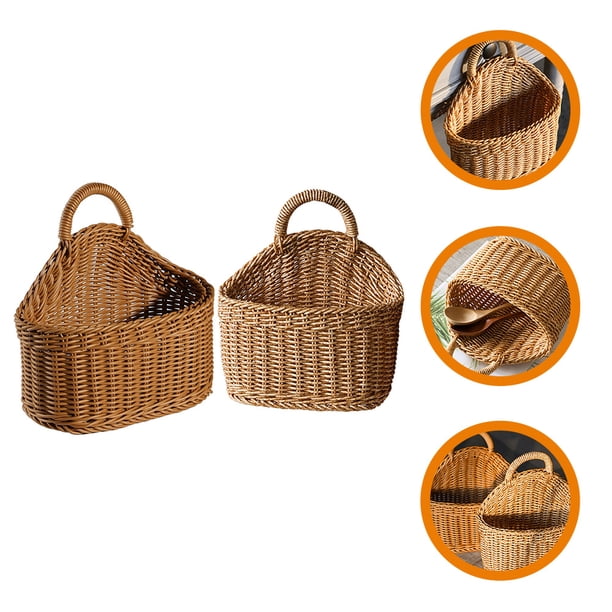 unbranded 2Ud Cesta Colgante Tejida Para Cocina Con Asa Para Colgar Y Almacenar Verduras Y Utensilios