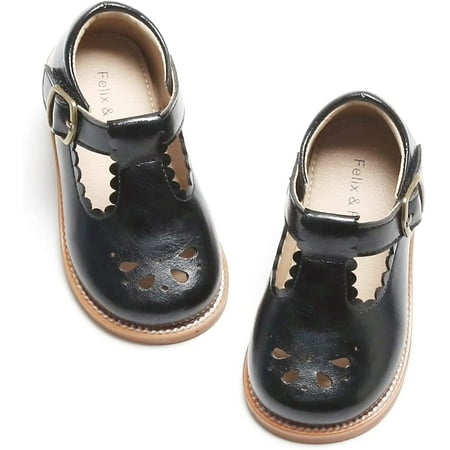 

QWZNDZGR Toddler Little Girl Princess Dress Shoes-Mary Jane Flats for Girl Party School Shoes.