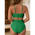 thumbnail image 6 of SHEWIN Womens Bikini Sets Swimsuit 2 Piece Bathing Suits High Waist Bikini Sets Texture Swimming Suits Summer Beach Green 2XL, 6 of 9