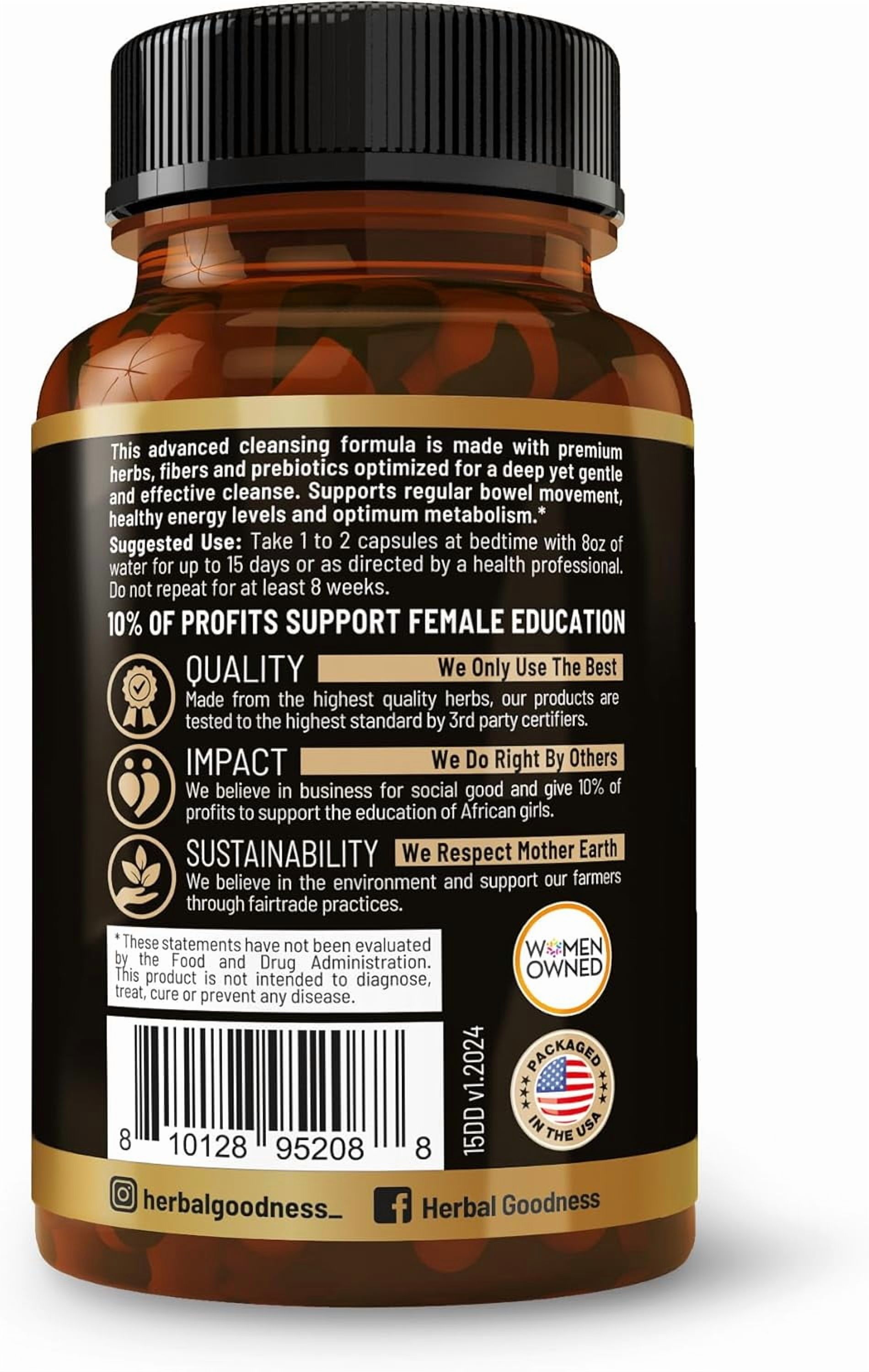 15 Day Detox Capsules 60ct - Detox Cleanse Probiotics for Women and Men, Gut & Colon Cleanser Supplement, Senna leaf - Herbal Goodness