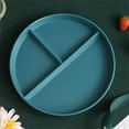 thumbnail image 1 of Plat Divisé en 3 Régimes Assiette Ronde Réutilisable Vaisselle de Cuisine Assiettes à Portions pour Adultes 3 Compartiments Micro-Ondes Vert Foncé, 1 of 6