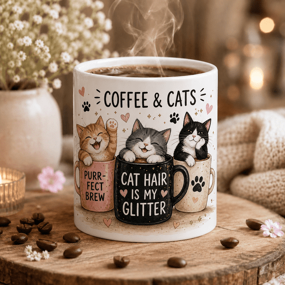 Coffee Mug Cat Hair Humor Ceramic Morning Coffee Cup for Cat Lovers