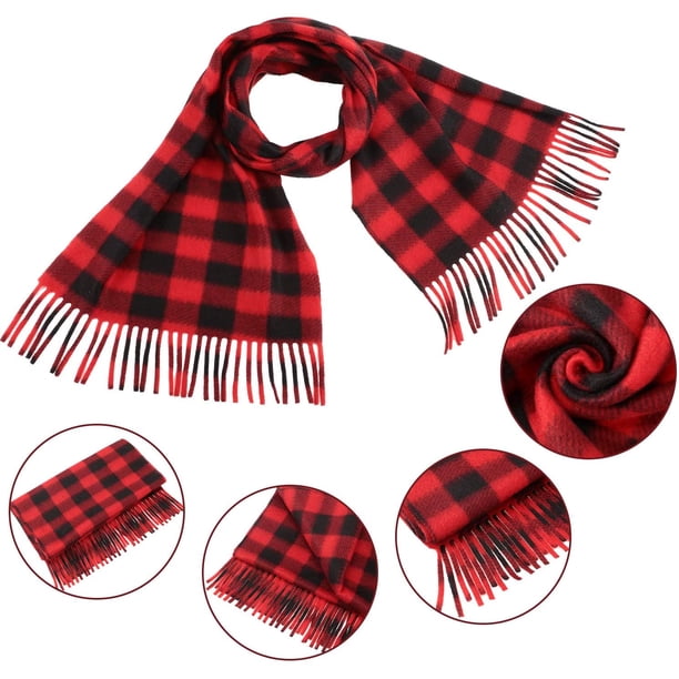 3 Pieces Christmas Plaid Santa Hat and 3 Pieces Plaid Scarfs  display picture 1