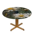 thumbnail image 3 of nygtbtfer  Daisy Flower Wooden Round Fitted Tablecloth with Elastic EdgeFitted Table Cloth for Round Table Circular Table Cover Wipeable Round Elastic Table Cloth 54-58, 3 of 8