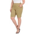 thumbnail image 5 of HDE Plus Size Bermuda Shorts Mid Rise 10" Inseam Pull On Shorts with Pockets Dark Khaki 3X, 5 of 6