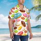 thumbnail image 3 of Balery Color Donut Camisas hawaianas de manga corta para hombre, camisas playeras de corte holgado, camisas de vacaciones con botones,Medium, 3 of 7