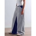 thumbnail image 6 of Low Rise Striped Pants for Women Pull on Drawstring Boho Wide Leg Jeans Trendy 2025 Navy Blue M, 6 of 9