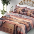 thumbnail image 3 of Ambesonne Lake Fitted & Top Sheet Set with Shams, Mesmerizing Sunset Mountains, Salmon Purple Grey, 3 of 5