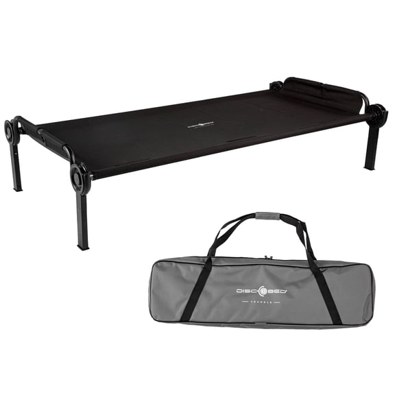 Disc-O-Bed Trundle Cot for XL or 2XL Bunk System with Zippered Carry Bag, Black