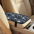 thumbnail image 4 of Xixirimido Leather Seat Cover Front Seats Only, Universal Fit Auto Front Seat Covers for Sedan Van SUV Truck 5 Pcs Set with Seatbelt Covers & Center Console Cover, Gray Gothic Skulls, 4 of 8