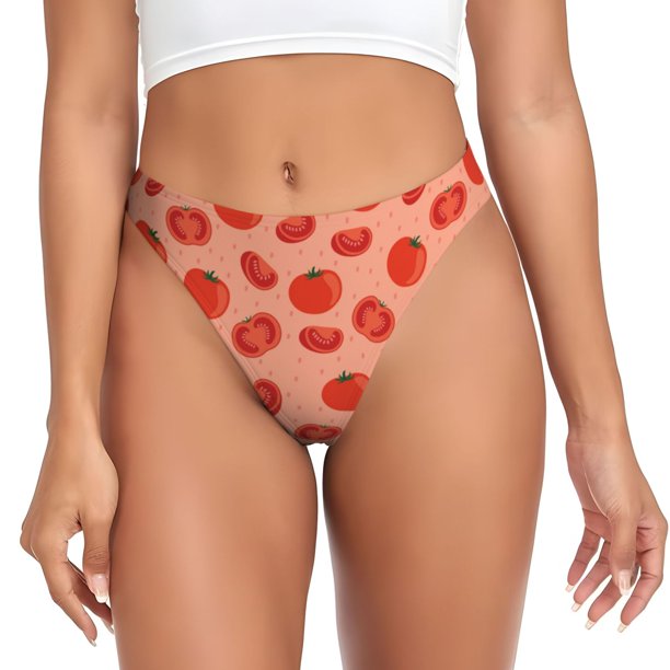 Fotbe Tomato Tanga Sin Costuras para Mujer con Estampado – Panties Invisibles, Transpirables y Cómodos para Uso Diario-Medium