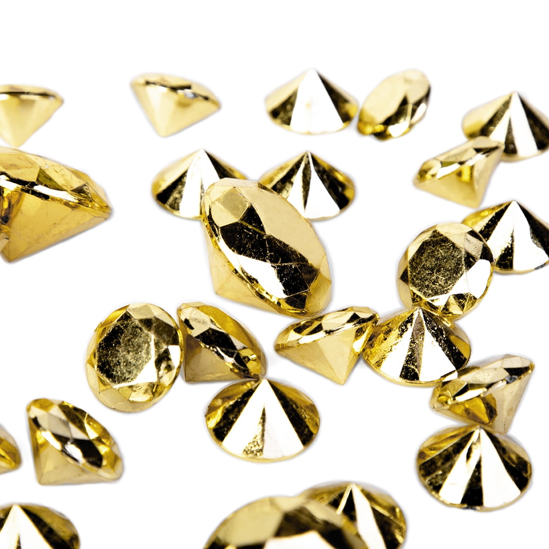 Koyal Wholesale Centerpiece Vase Filler Diamonds, Metallic Gold Acrylic Diamond Confetti Large