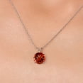thumbnail image 3 of Gem Stone King 14K White Gold Red Garnet Pendant Necklace for Women | 3.60 Cttw | Gemstone January Birthstone | Round 10MM | With 18 inch Chain, 3 of 6
