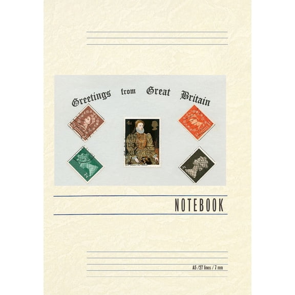 Vintage Lined Notebook Greetings from Great Britain, Stamps (Paperback)
