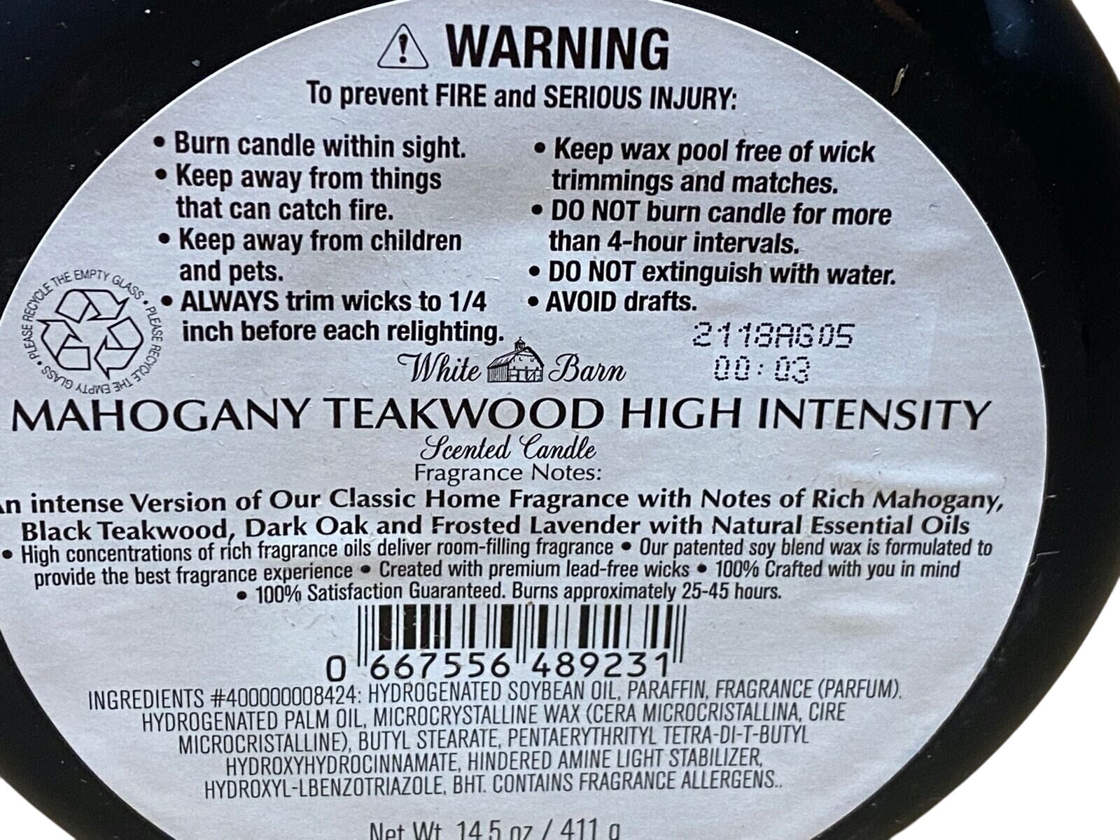 Bath and Body Works Mahogany Teakwood Intense 3-Wick Scented Candle (14.5 oz / 411 g)