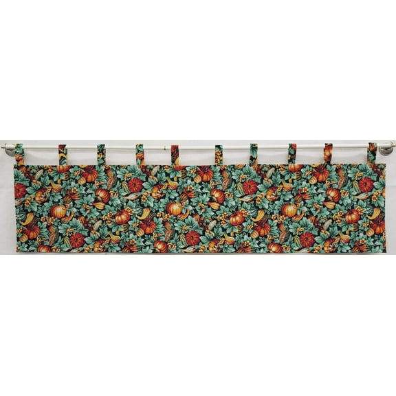 Pumpkins & Gourds Tab Top Curtains by Penny's Needful Things (Lined) (24 Inch Long Two Curtain Panels) (Small Pumpkins & Gourds)