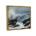 thumbnail image 3 of Stupell Industries Crashing Waves Ocean Rocks Cliffs Rough Waters Painting Metallic Gold Floating Framed Canvas Print Wall Art, Design by Lettered and Lined, 3 of 6