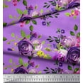 thumbnail image 2 of Soimoi Tissu en Rayonne Imprimé Feuilles & Roses au Mètre 42 Pouces de Large, 2 of 3