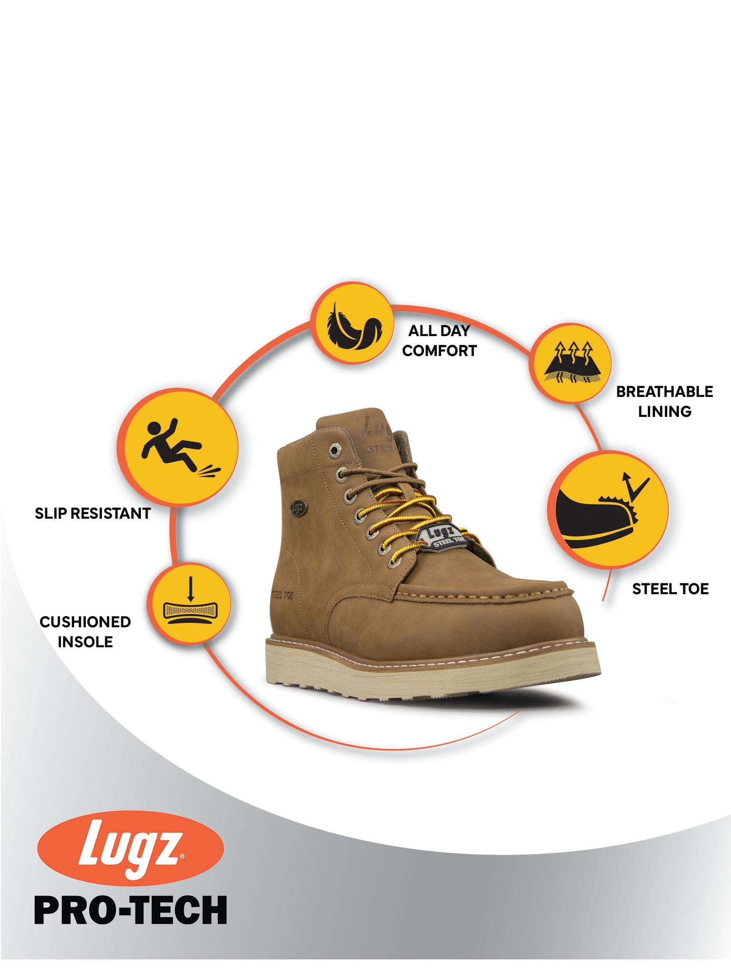 Lugz Work Men's Monterey Wide Steel Toe Moc Toe Chukka Work