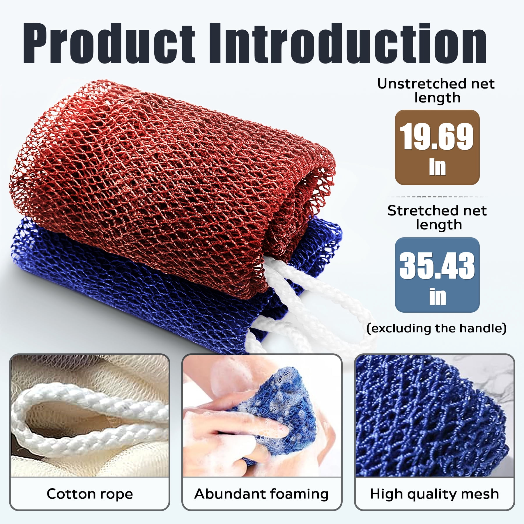 Exfoliating Net Sponge, Stretch Exfoliating Mesh Sponge