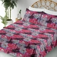 thumbnail image 3 of Ambesonne Flowers Fitted & Flat Sheet with Shams 4 Pcs Set, Garden Blooming Romance Art, Calking, Pink Pale Grey Purple, 3 of 5