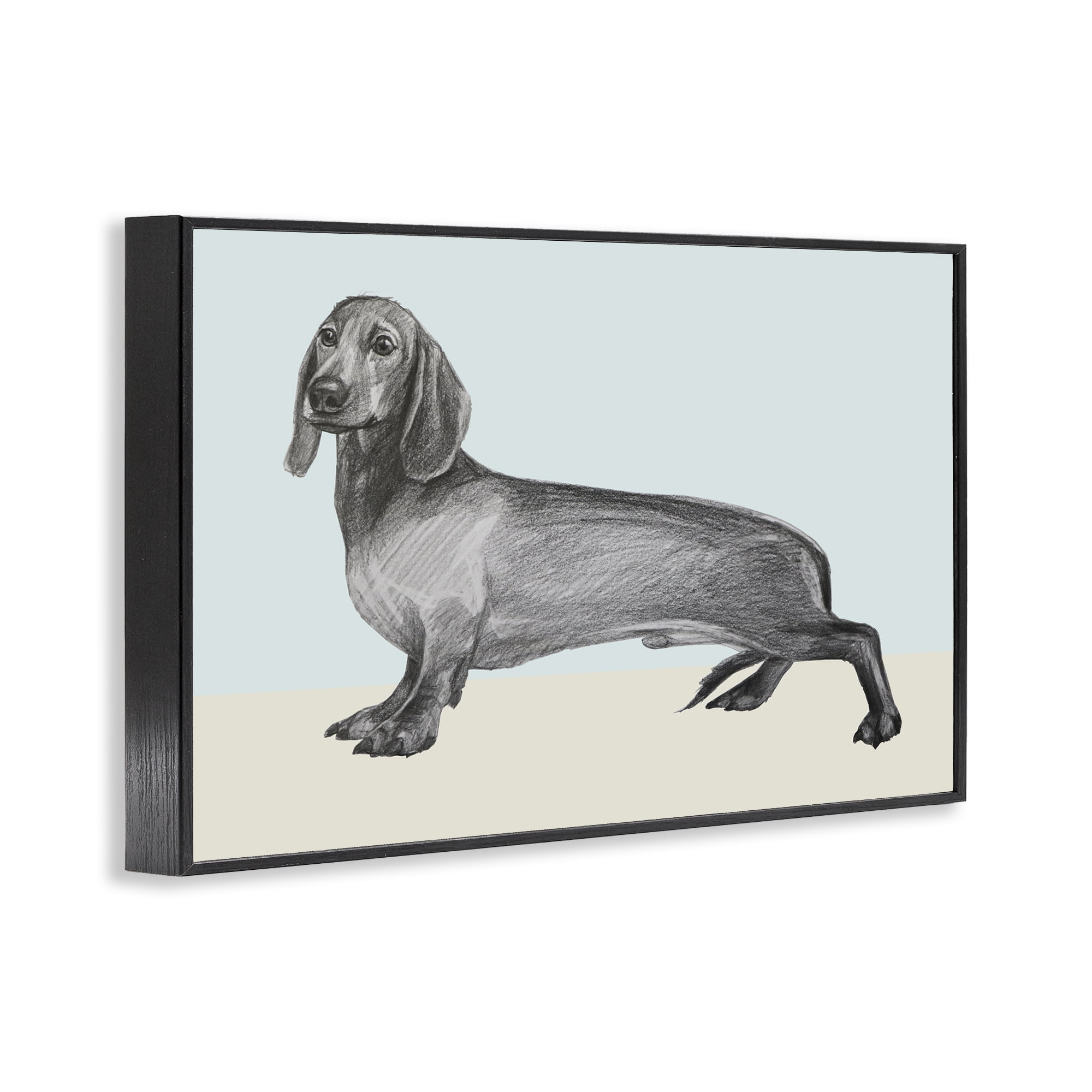 Stupell Industries Sketched Dachshund on Blue Black Framed Giclee Art, design by Violeta Vollmer
