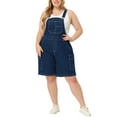 thumbnail image 2 of Unique Bargains Women's Plus Size Denim Overalls Cargo Adjustable Strap Jeans Pants 1X Dark Blue, 2 of 6
