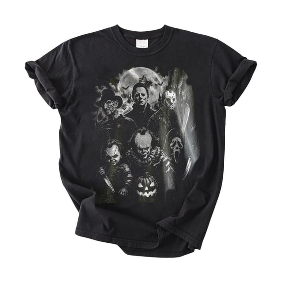 HD HANDICHI DESIGN Classic Halloween Horror Characters Tee, Vintage Graphic Spooky Season Scary 2026 Shirt, Unisex S-5XL Multicolor