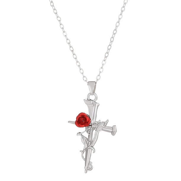 Gothic Collar de Rosa Roja de la Mujer Collar de Aleación de la vendimia espina Rose Colgante Clavícula Cadena para Novia Esposa Regalo