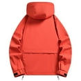 thumbnail image 4 of KHONTS,Men's Hooded Zipper Rain Jackets Oversized Lightweight Waterproof Jackets Travel Long Sleeve Windbreaker Packable Coats Red XL, 4 of 5
