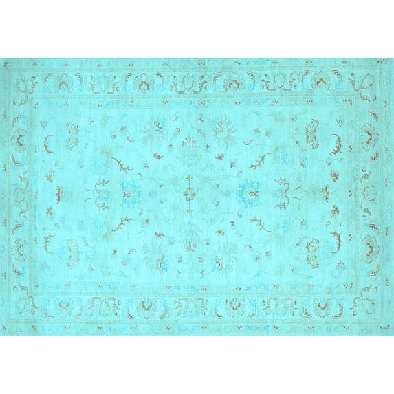 Ahgly Company Indoor Rectangle Persian Light Blue Traditional Area Rugs, 5' x 7'