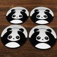 thumbnail image 2 of WIRESTER Drink Round Fabric Felt Neoprene Coasters Set of 4pcs, Panda Bear Black White Style, 2 of 4