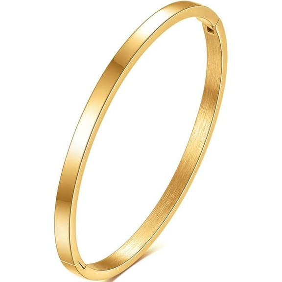 4mm Width Stainless Steel Classic Simple Plain Open Clasp Bangle Bracelet