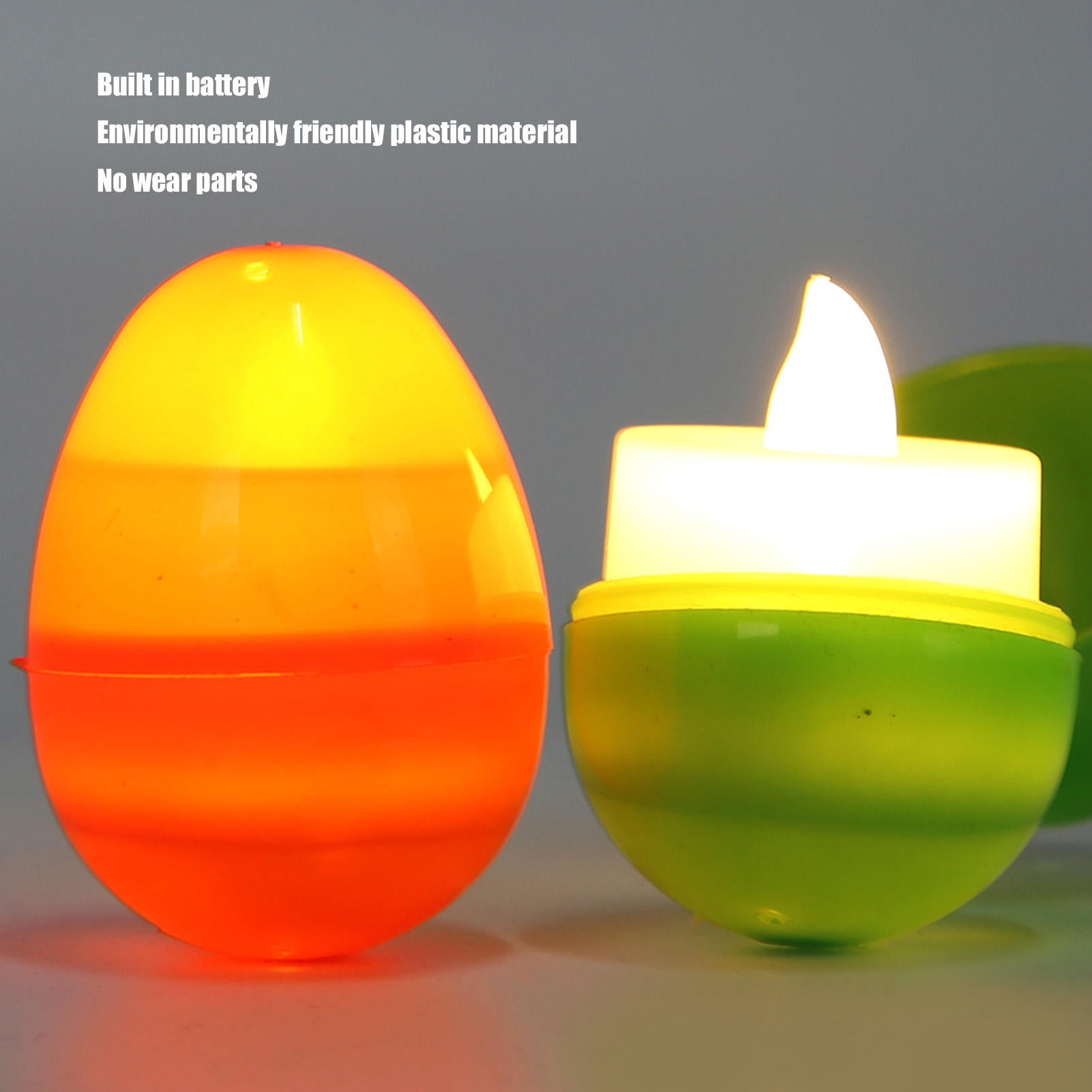Yajisi 12Pcs Light-Up Easter Eggs, Glowing LED Plastic Eggs with Built-In Batteries, Warm Light Holiday Decor, 2.4x1.8in