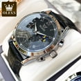 thumbnail image 3 of OLEVS Mens Watches Luxury Chronograph Moon Phase Waterproof Luminous Black Leather Strap Date Silver Classic Watch for Men, 3 of 12