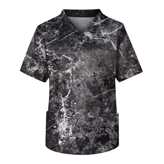 Men's Short Sleeve V Neck Small Animals Print Chest Pocket Carer Top 5XL