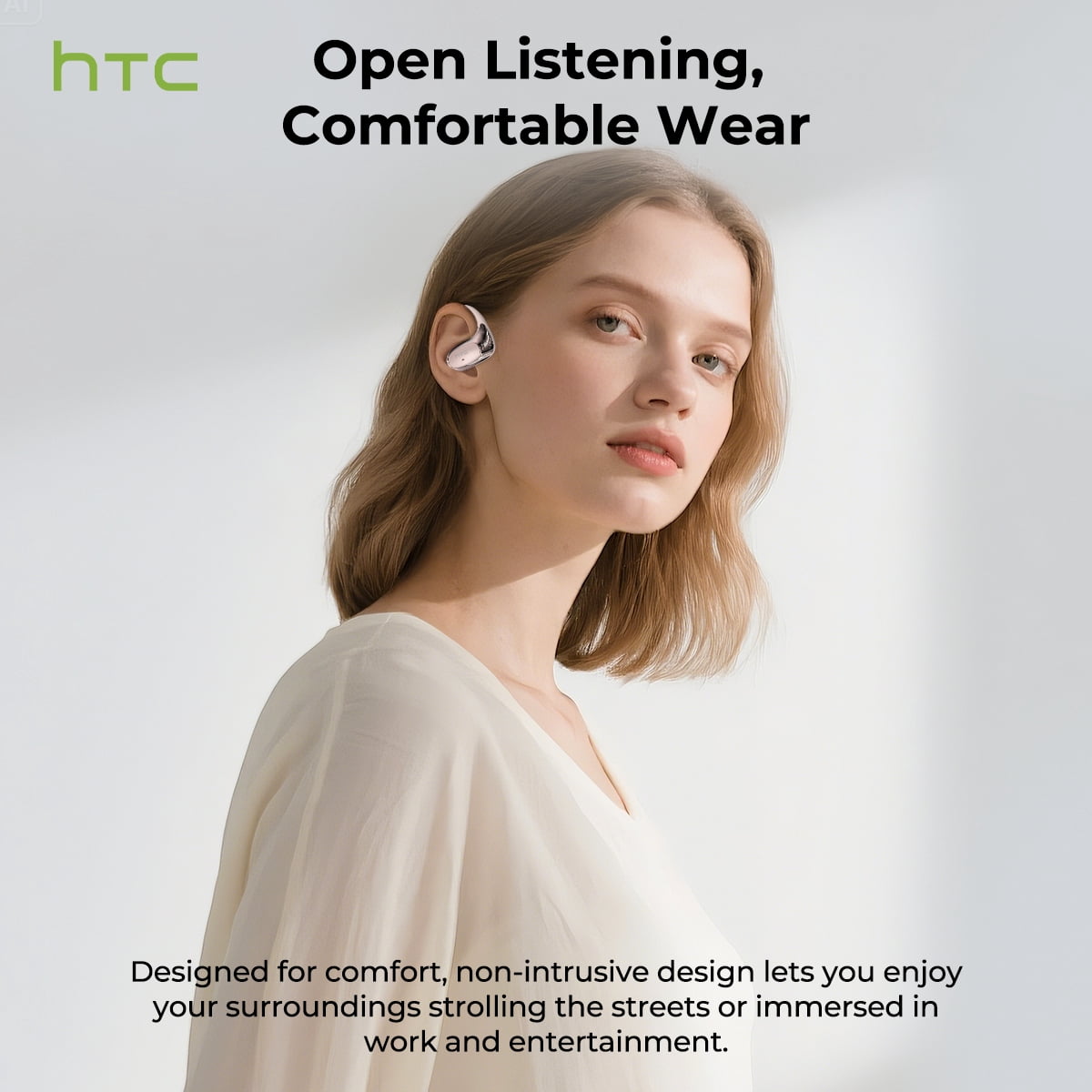 HTC NE35 Wireless Earbuds Open Ear Earbuds Bluetooth6.0 Earbuds Real Time for Languages Translator Device with APP