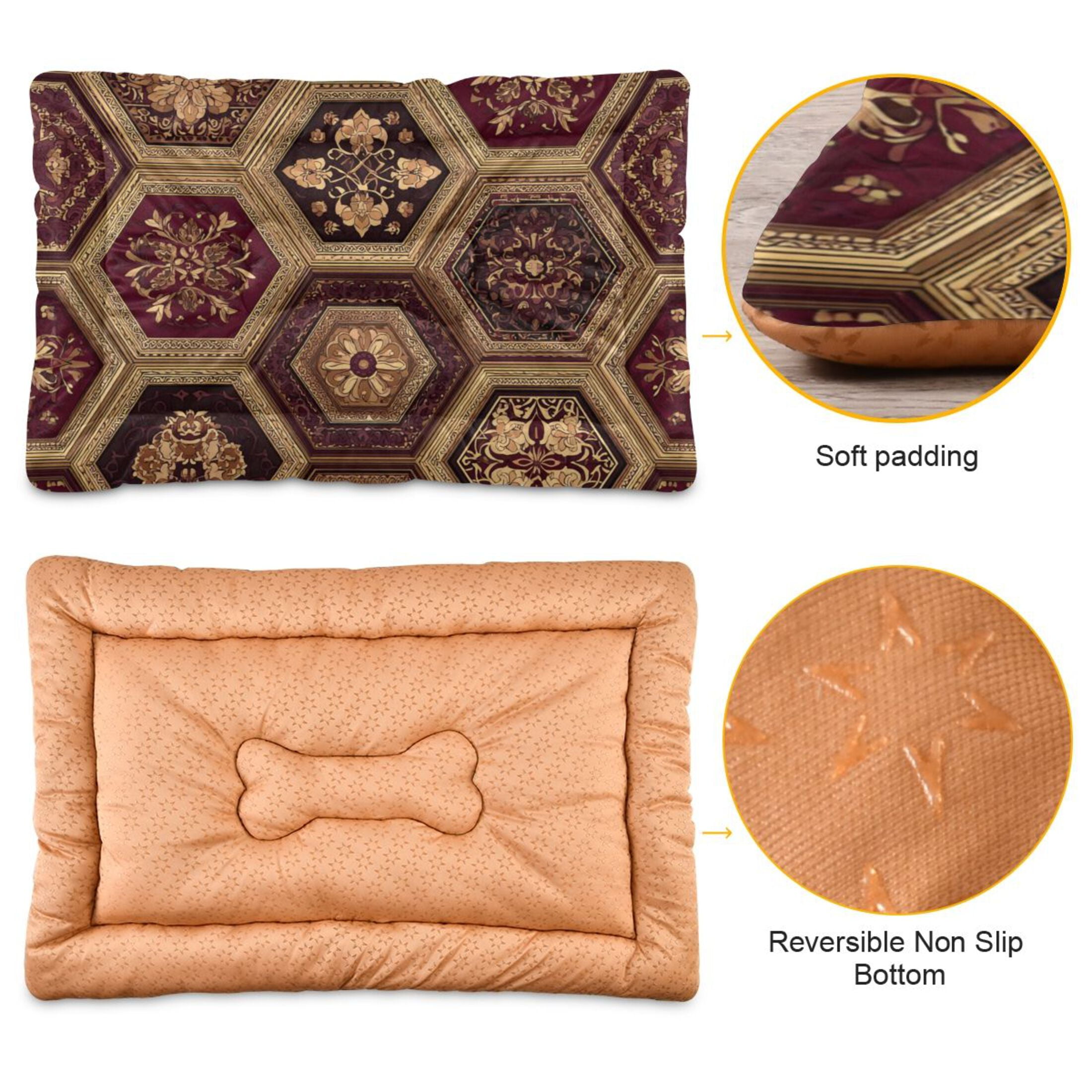 Cozy Mat Pet Bed Indoor Outdoor Warm Soft For Cat Dog Puppy(S/M) Hexagonal Shapes with Intricate Designs