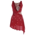 thumbnail image 2 of Sholeno Women Dance Dress Rhinestones Adorned Straps Backless Side Slit Flowy Asymmetrical Hem Dress Burgundy L, 2 of 7