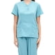 thumbnail image 4 of Conjunto de uniforme médico para mujer, cuello en V, bolsillos, top y pantalones, ropa de trabajo, ropa de trabajo de enfermera XL, 4 of 5