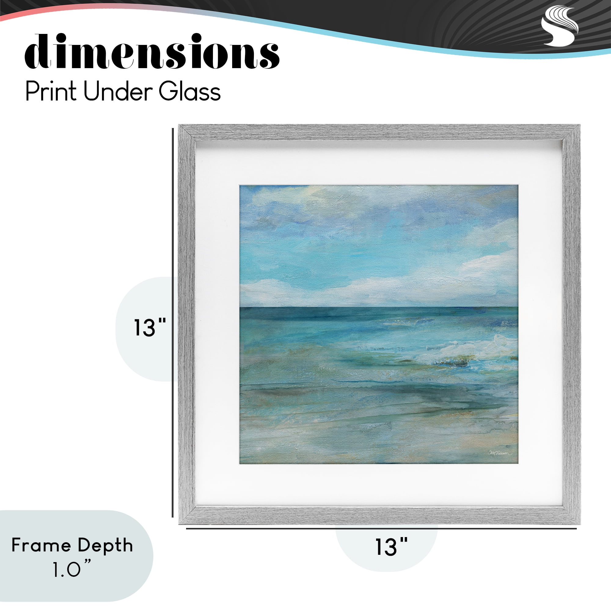 Stupell Industries Aqua Seascape Tranquility Gray Framed Print Under Glass, design by Carol Robinson