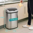 thumbnail image 6 of Dkeli Kitchen Trash Can 13 Gallon Garbage Can Automatic Sensor Waste Bin Touchless Stainless Steel Trash Can with Lid for Home Bathroom Office, Silver, 6 of 8