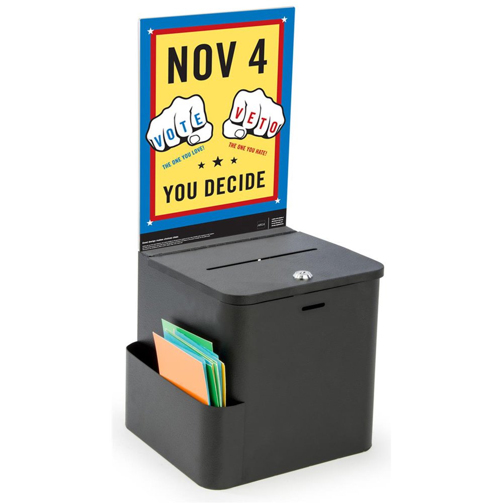 Displays2go Suggestion and Ballot Box, Locking, Includes Pocket For